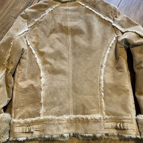 Wilson's Women's Coat Suede Leather Maxima Sherpa Lining Tan Medium EUC - Picture 8 of 10